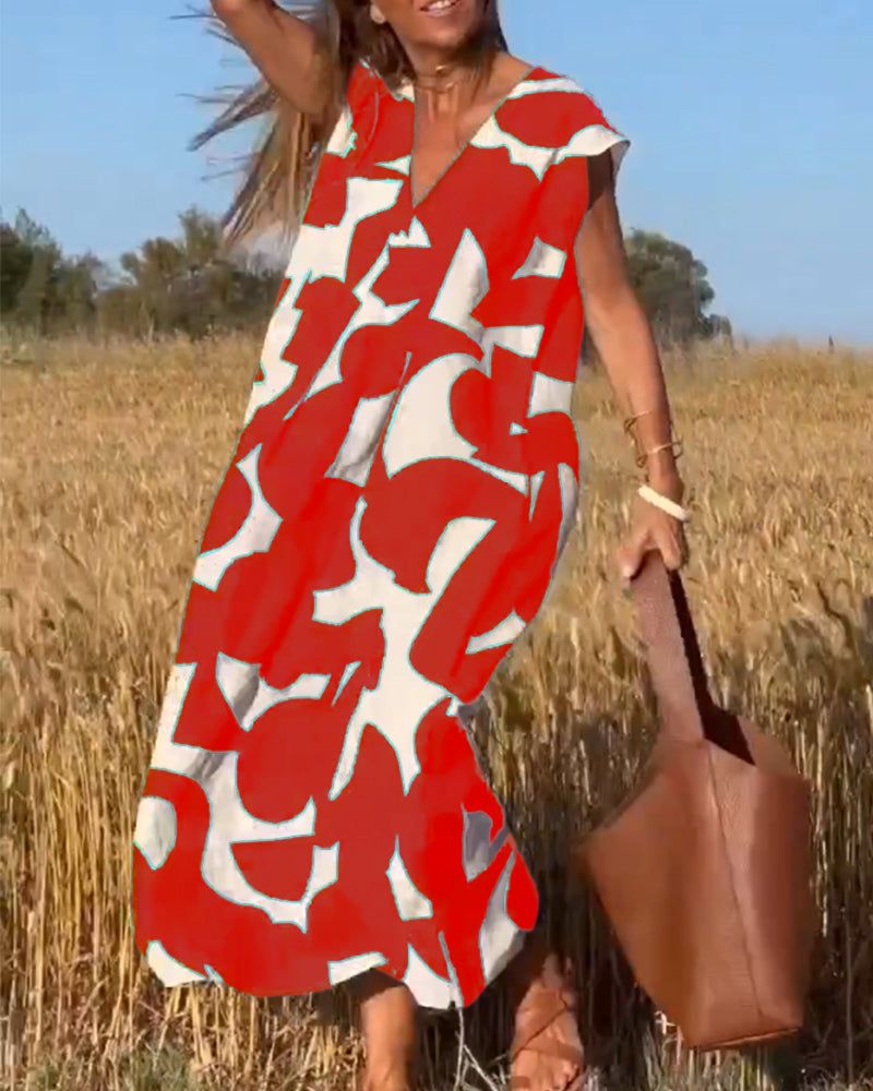 Remi | Women's Boho Floral Print V-Neck Dress