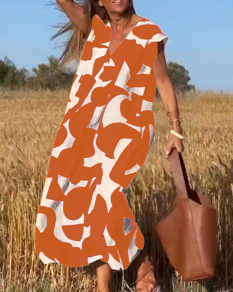 Remi | Women's Boho Floral Print V-Neck Dress