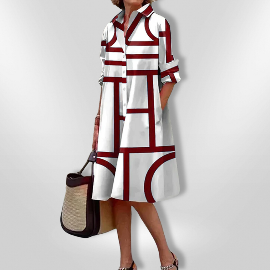 Brigitta | Airy Shirt Dress With Graphic Pattern