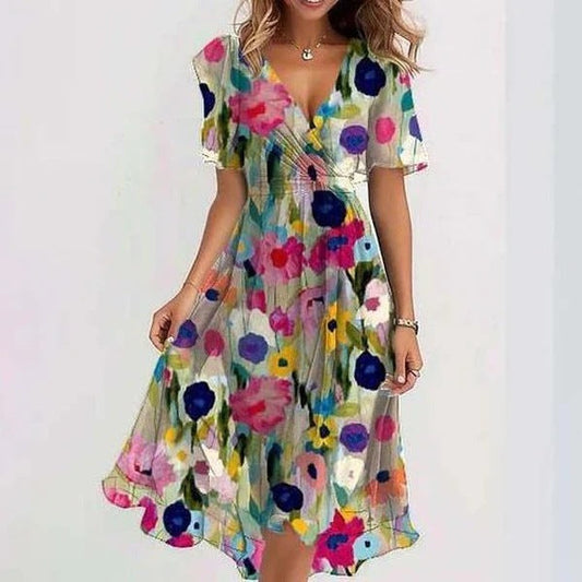 Viera Bloom | Abstract Midi Dress
