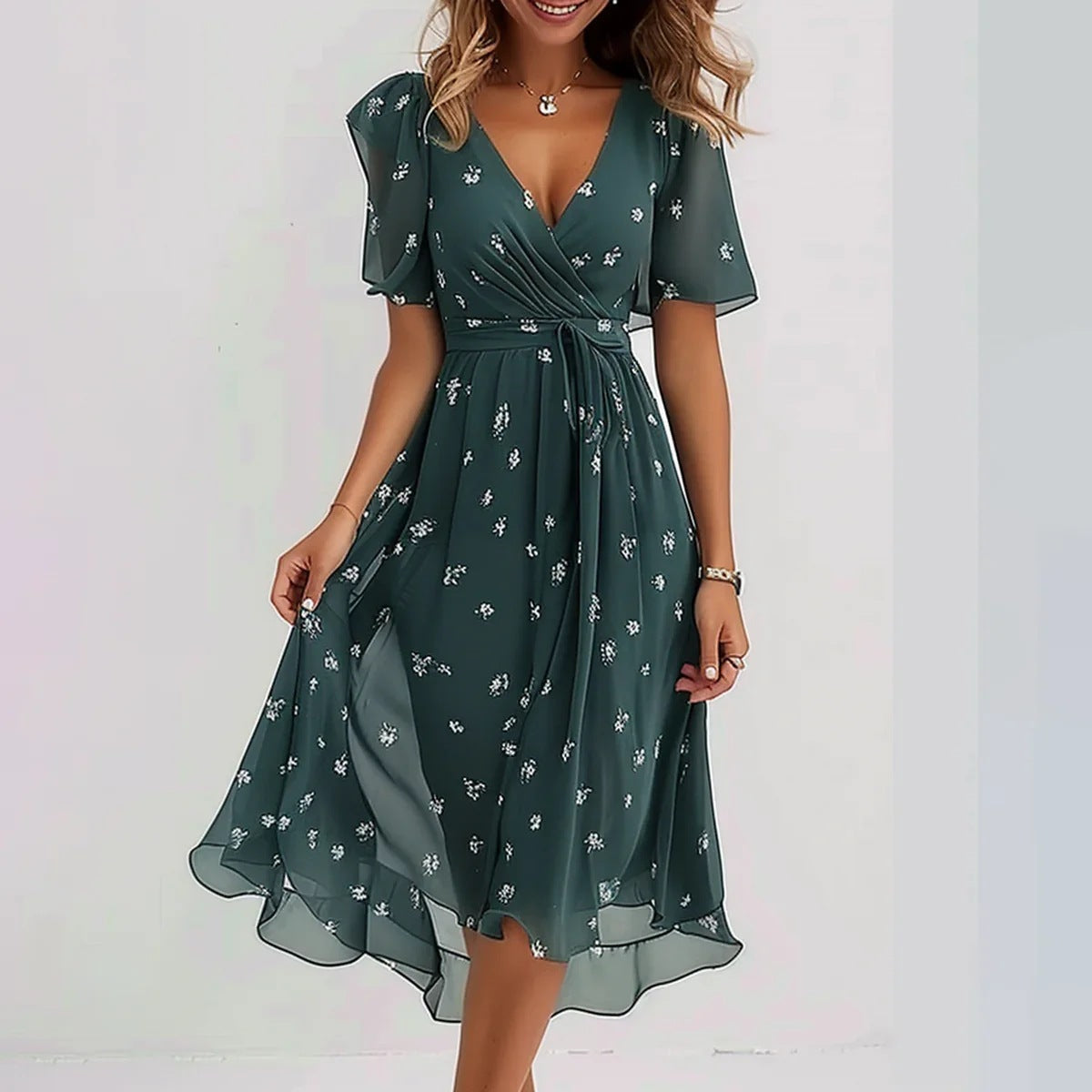 Viera Bloom | Abstract Midi Dress