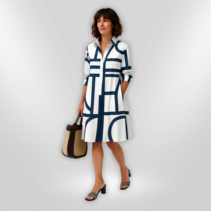 Brigitta | Airy Shirt Dress With Graphic Pattern