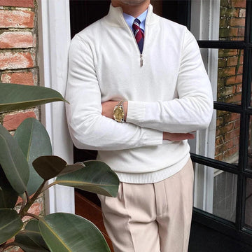 Classic Stretchable Quarter Zip Sweater for Men