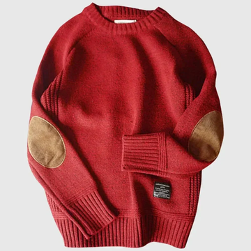 Elbow Patch Crewneck Sweater for Men