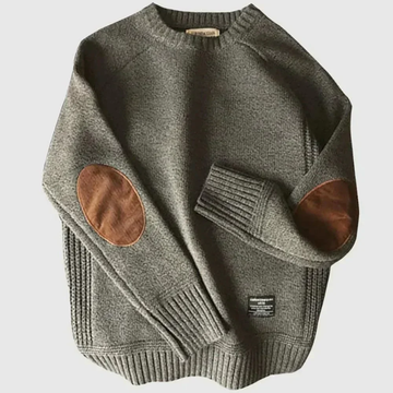 Elbow Patch Crewneck Sweater for Men