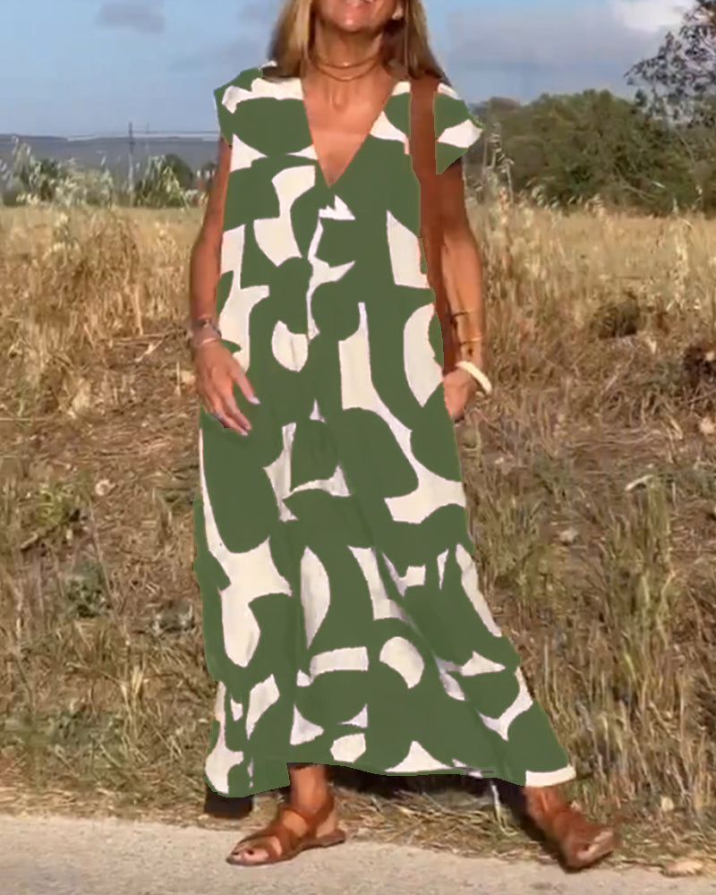 Remi | Women's Boho Floral Print V-Neck Dress