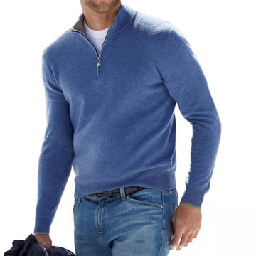 Quarter Zip Cashmere Blend Sweater for Men