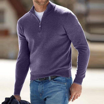 Quarter Zip Cashmere Blend Sweater for Men