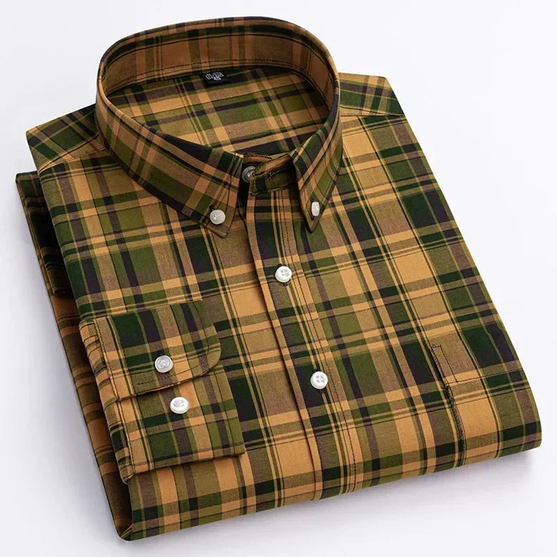 Men’s Plaid Long Sleeve Dress Shirt