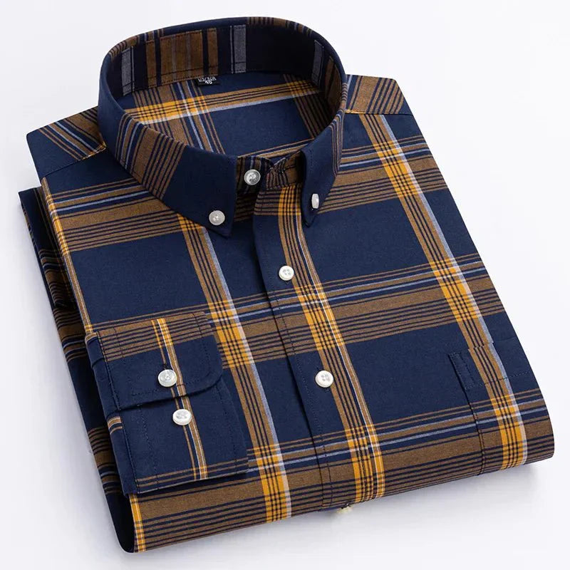 Men’s Plaid Long Sleeve Dress Shirt