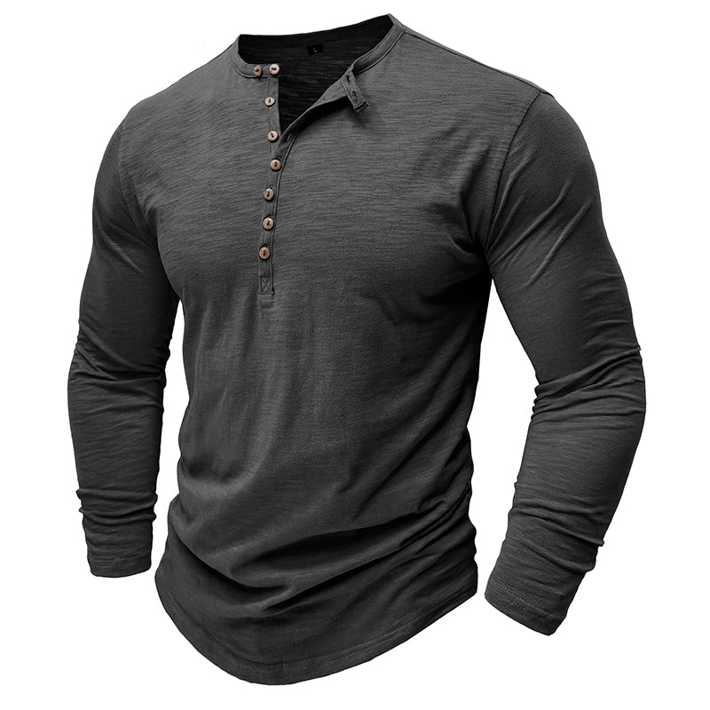 Men’s Slim Fit Long Sleeve Henley T-Shirt