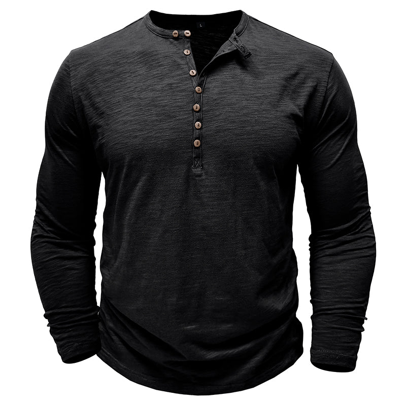 Men’s Slim Fit Long Sleeve Henley T-Shirt