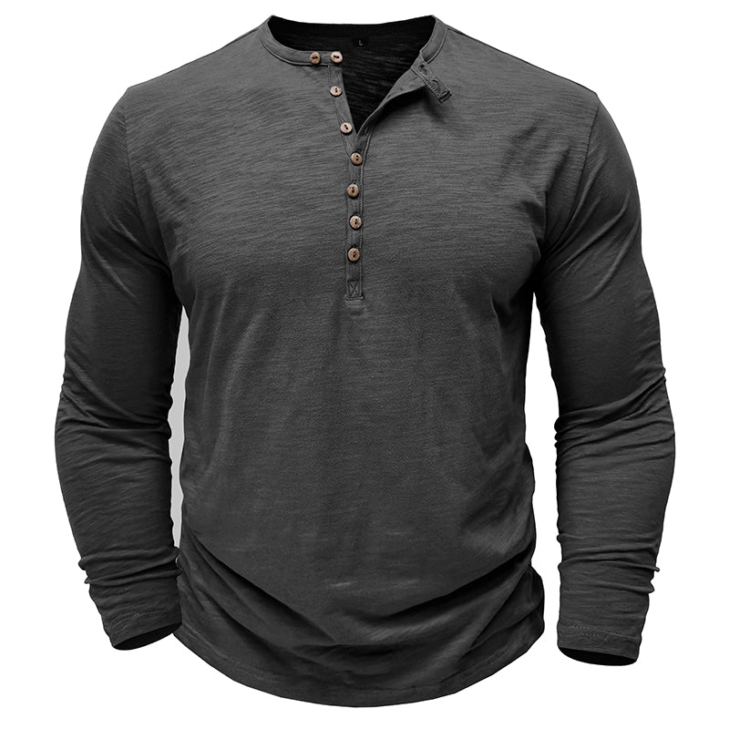 Men’s Slim Fit Long Sleeve Henley T-Shirt
