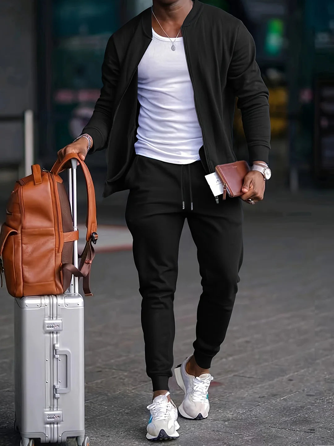 Men’s Slim Fit Zip-Up Tracksuit Set