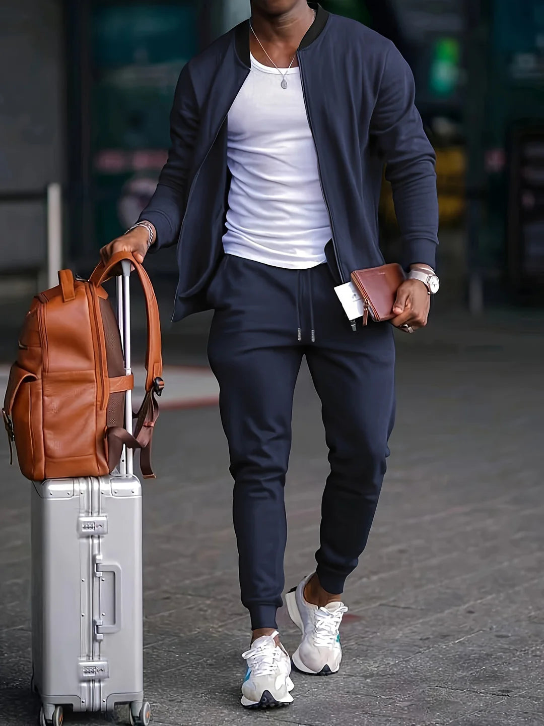 Men’s Slim Fit Zip-Up Tracksuit Set