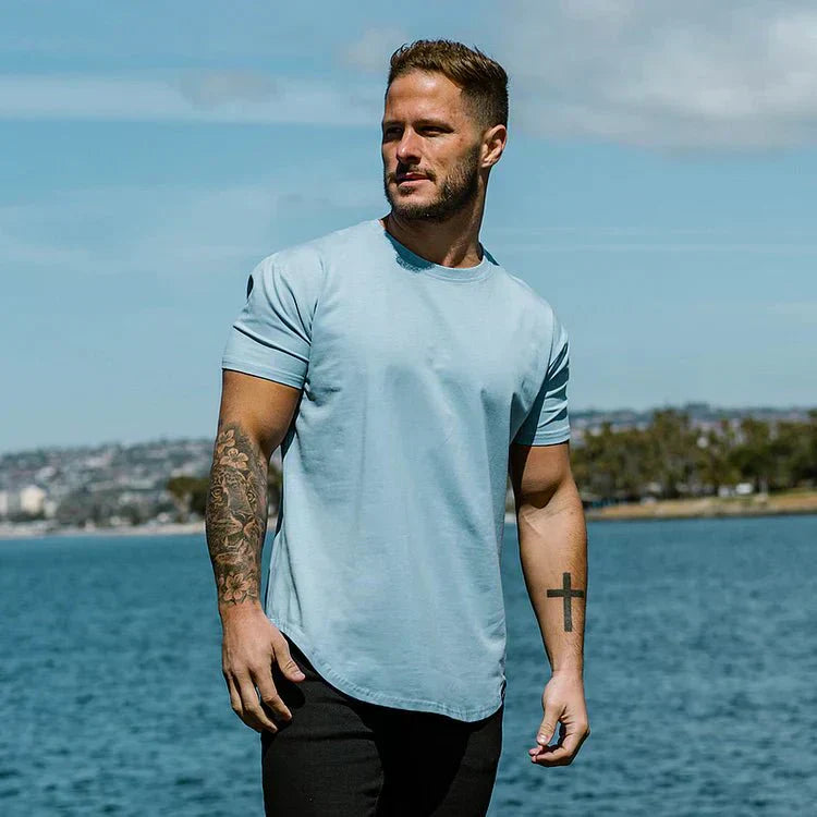 Men's Slim Fit Curved Hem Crew Neck T-Shirt