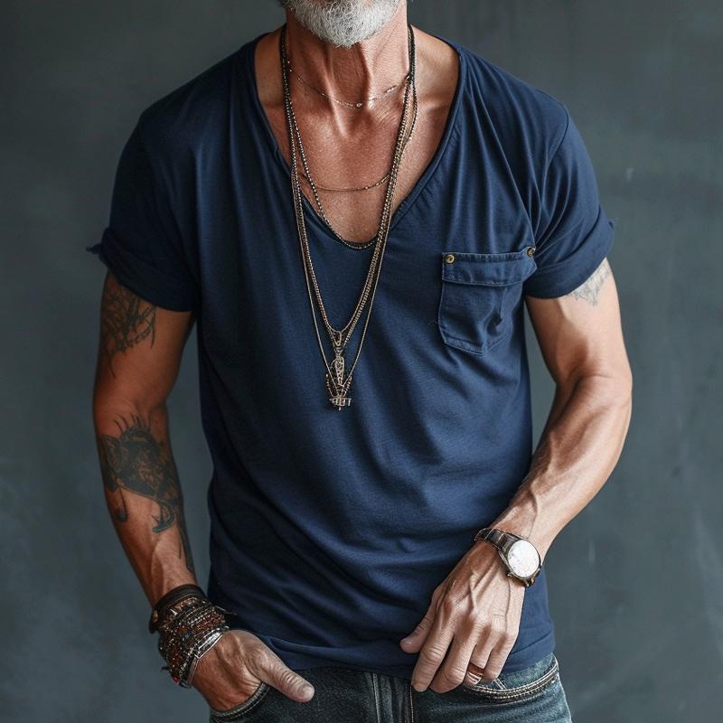 Men’s Breathable V-Neck with Pocket T-Shirt