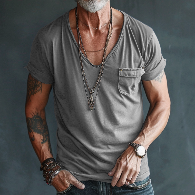 Men’s Breathable V-Neck with Pocket T-Shirt