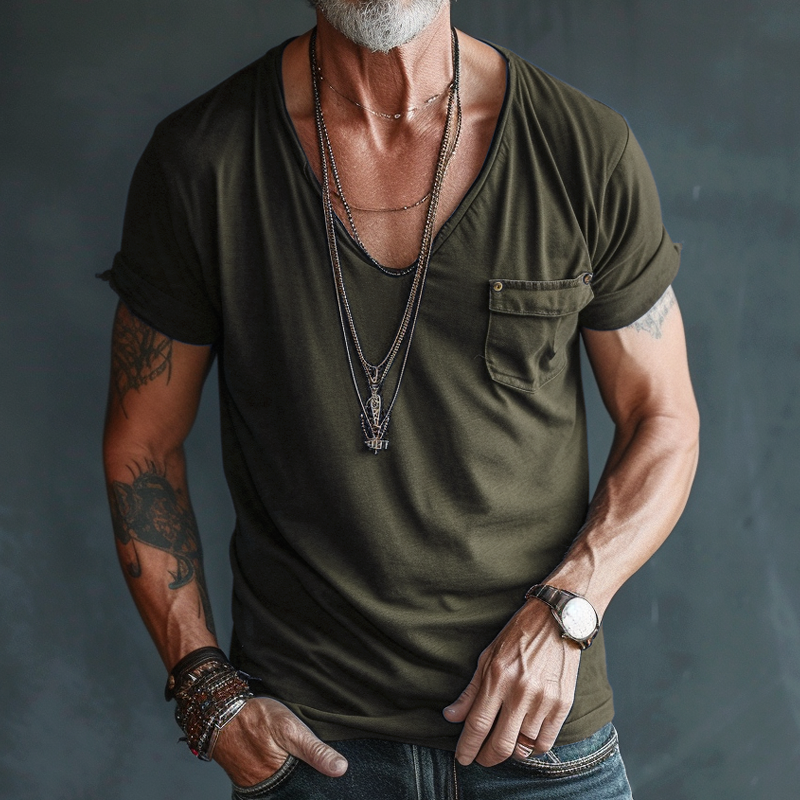 Men’s Breathable V-Neck with Pocket T-Shirt