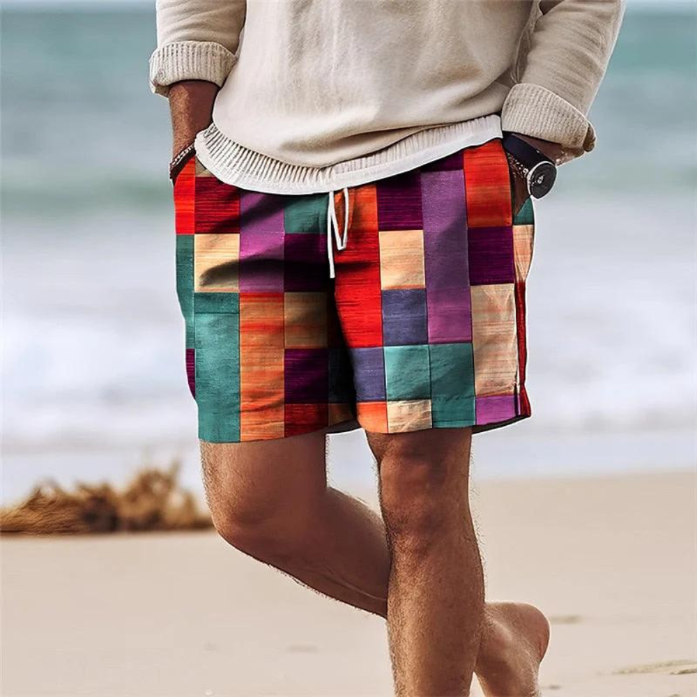 Men’s Geometric Print Beach Shorts