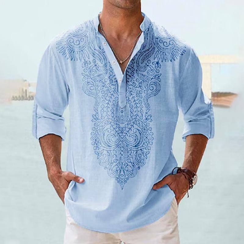 Men’s Paisley Long Sleeve Henley Shirt