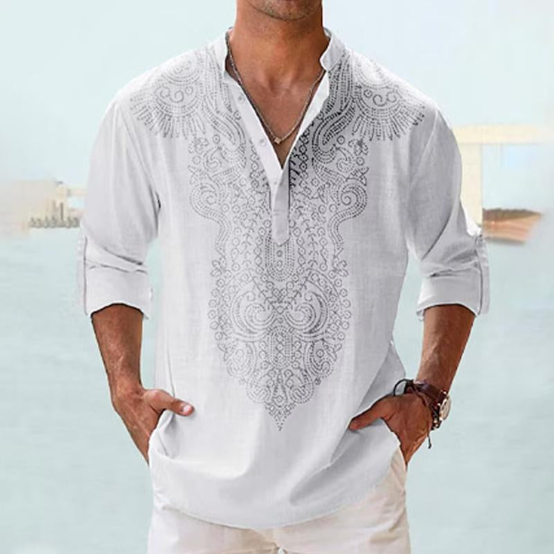 Men’s Paisley Long Sleeve Henley Shirt