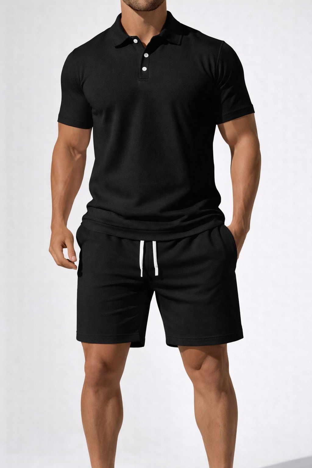 Men’s Short Sleeve Summer Polo Shirt And Shorts Set