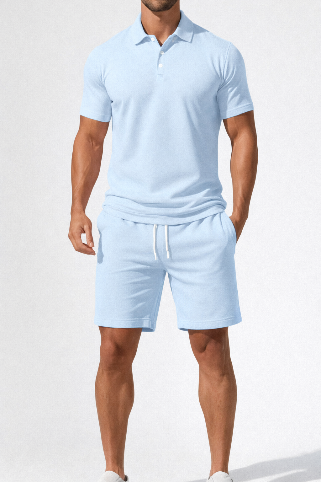 Men’s Short Sleeve Summer Polo Shirt And Shorts Set