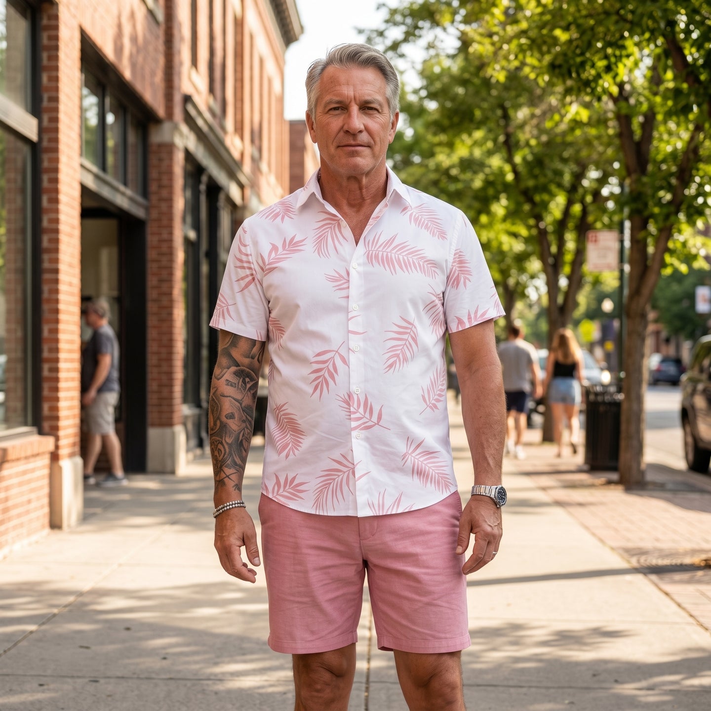Men’s Tropical Print Short Sleeve Hawaiian Shirt