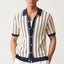 Men’s White Vertical Striped Short Sleeve Buttoned Shirt
