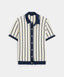 Men’s White Vertical Striped Short Sleeve Buttoned Shirt