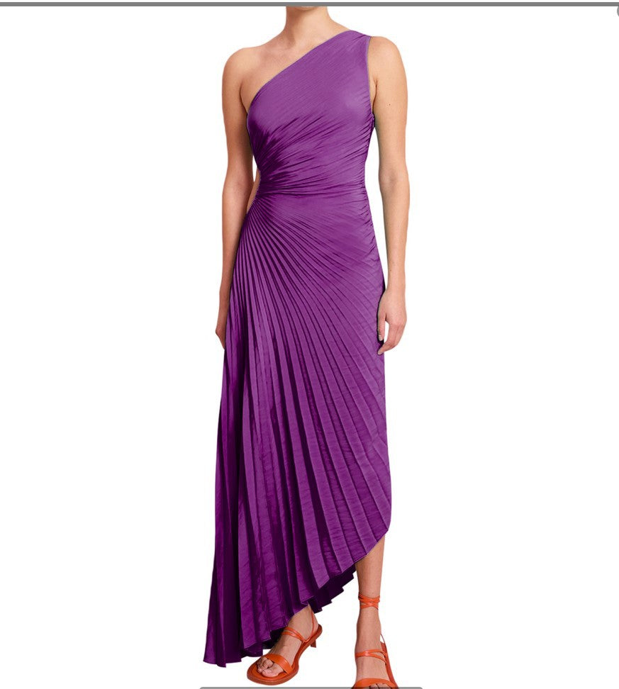 Sylviana | One Shoulder Pleated Midi Dress