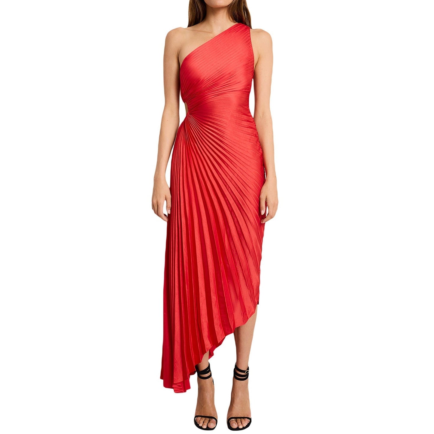 Sylviana | One Shoulder Pleated Midi Dress
