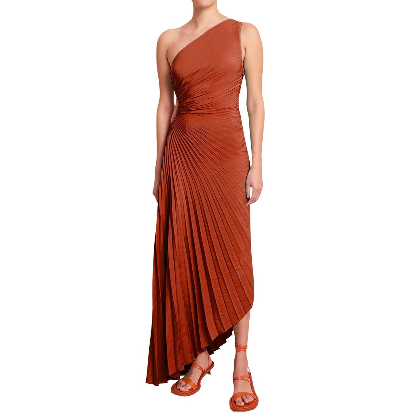 Sylviana | One Shoulder Pleated Midi Dress