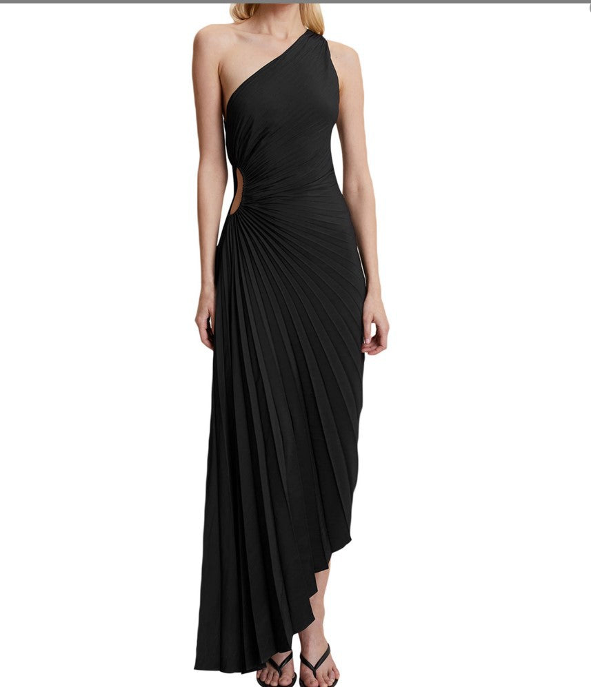 Sylviana | One Shoulder Pleated Midi Dress
