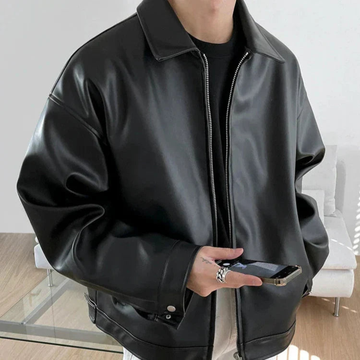 Oversized PU Leather Jacket for Men