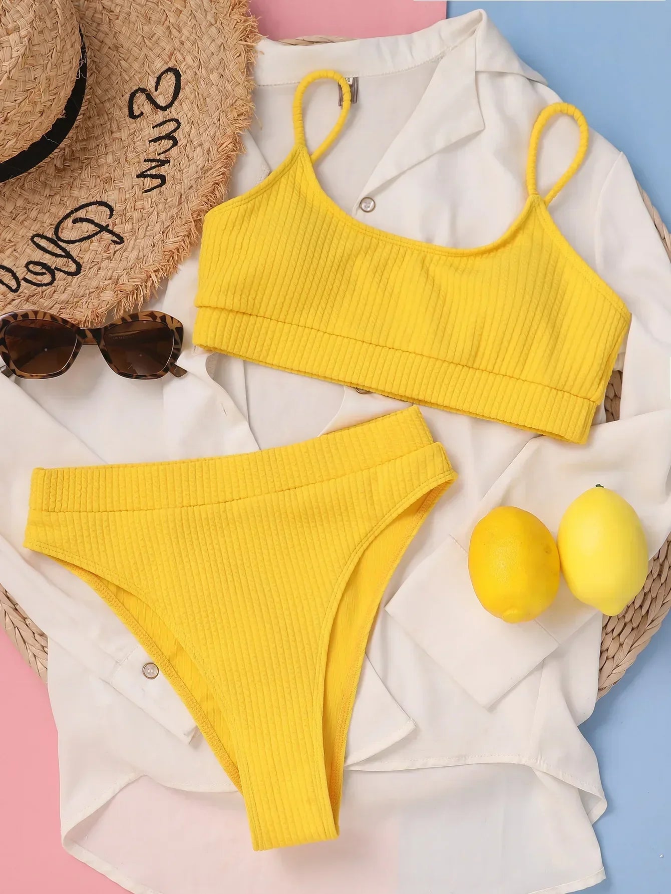 Margit | Bikini With High Cut and Pleated Design