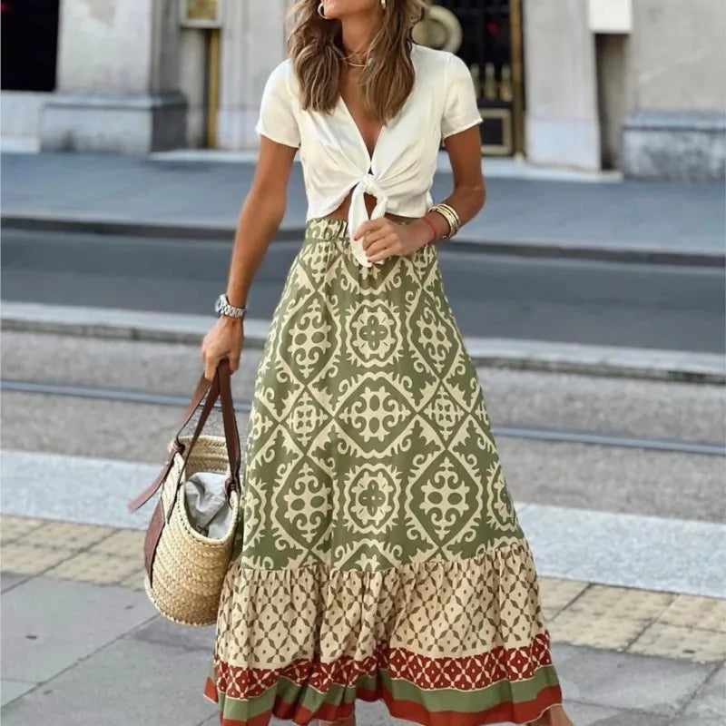 Amara | Boho Maxi Skirt With High Waist
