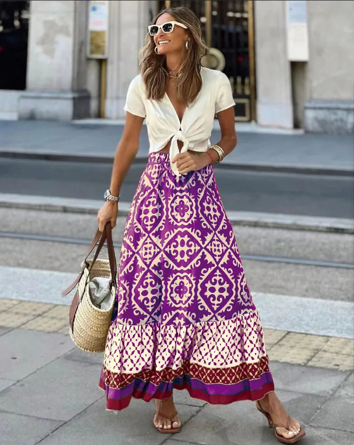 Amara | Boho Maxi Skirt With High Waist