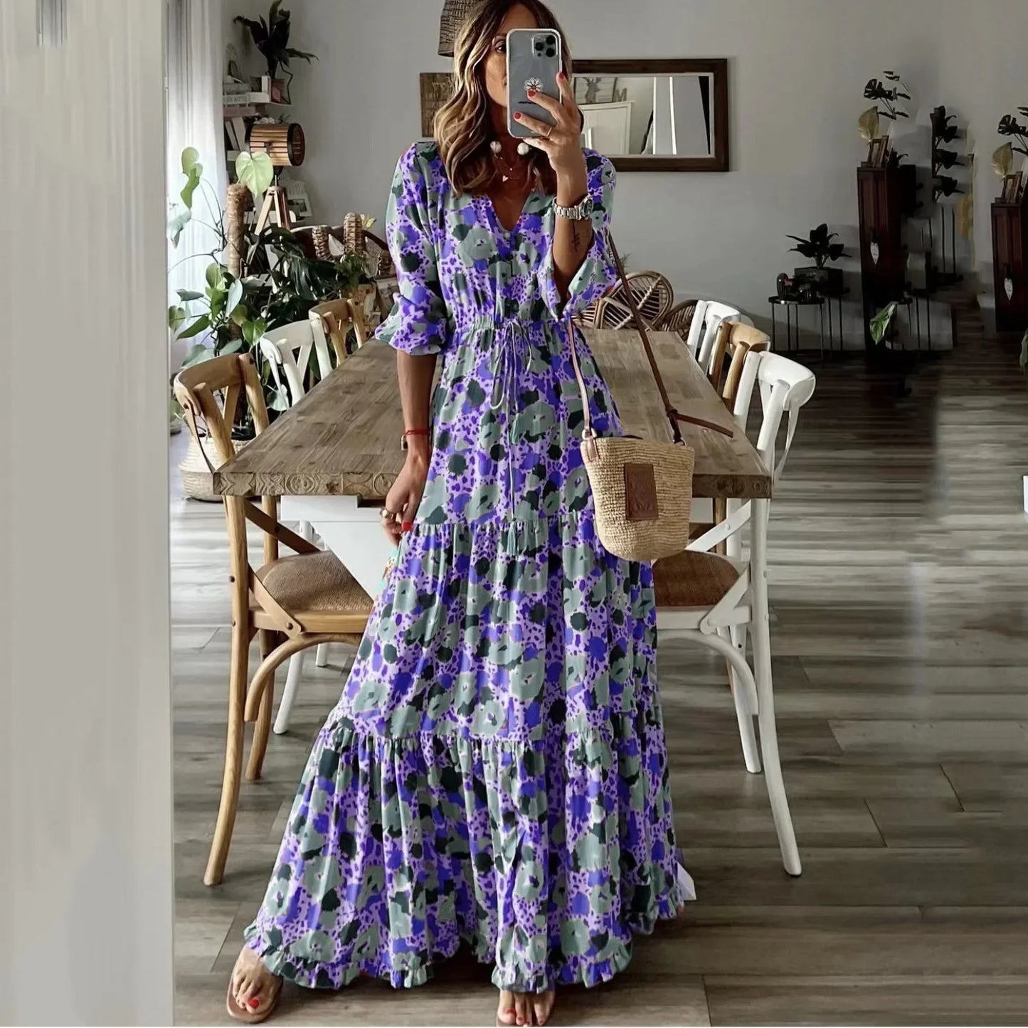 Marisol | Floral Maxi Dress With Drawstring