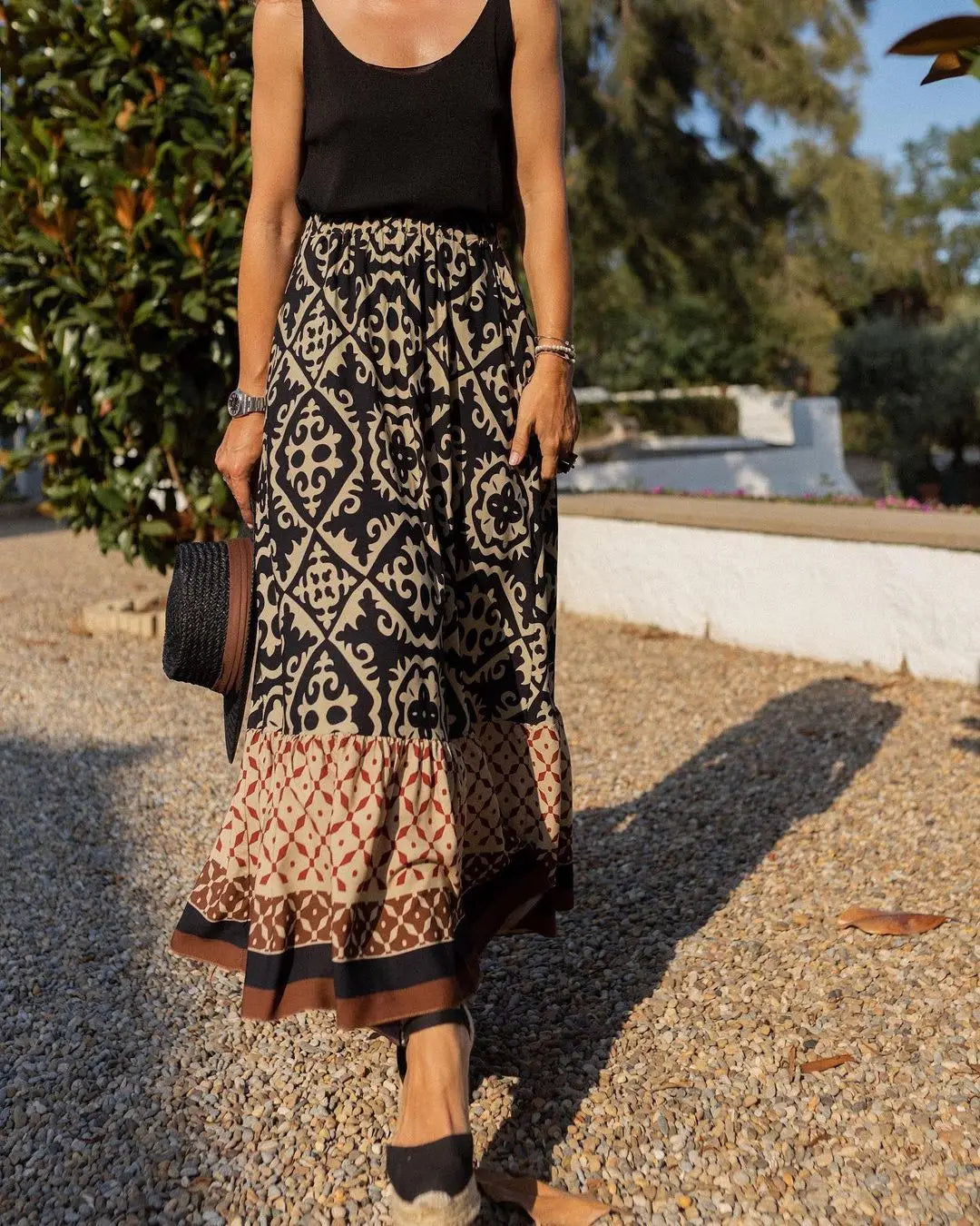 Amara | Boho Maxi Skirt With High Waist