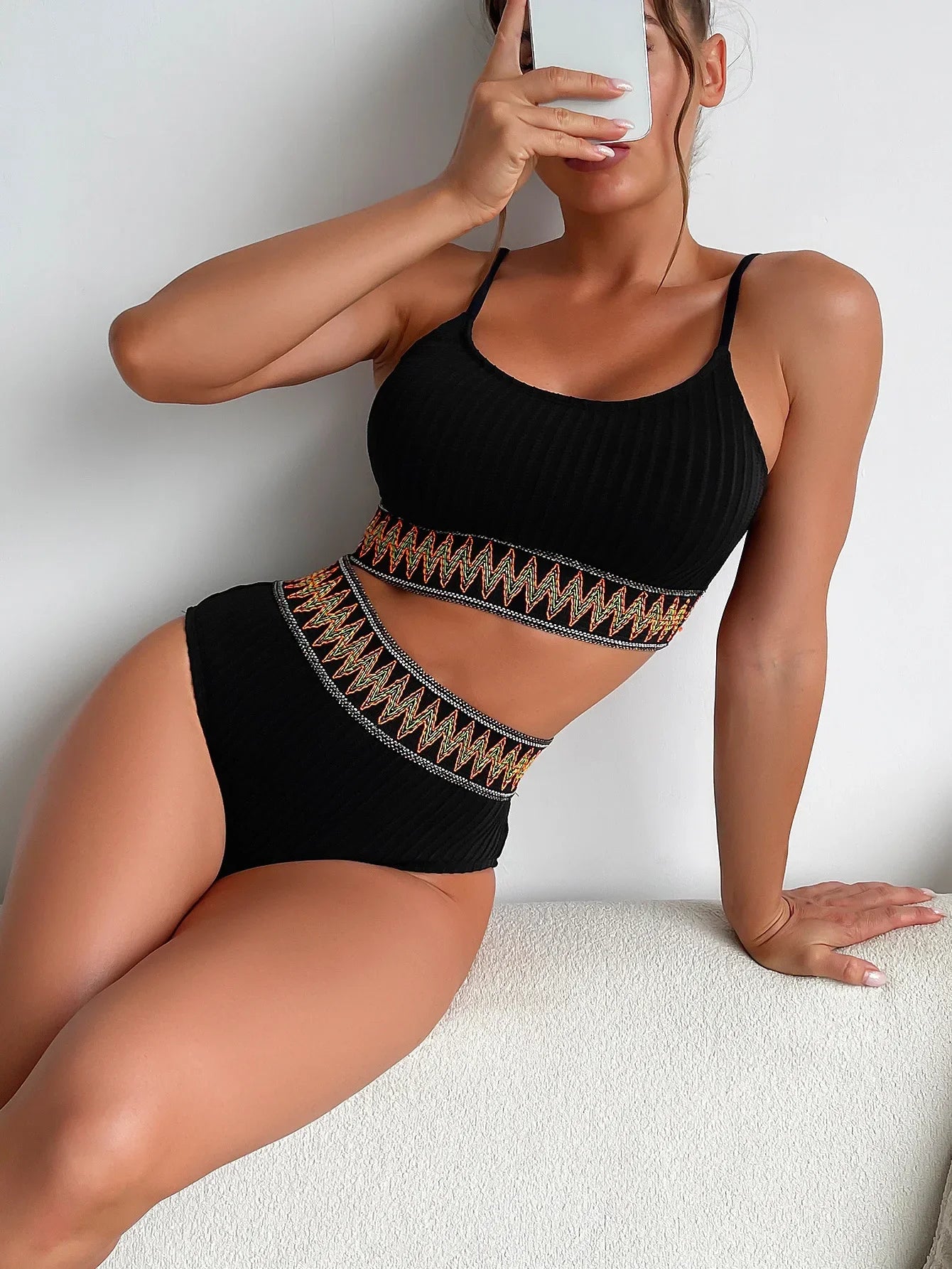 Margit | Bikini With High Cut and Pleated Design