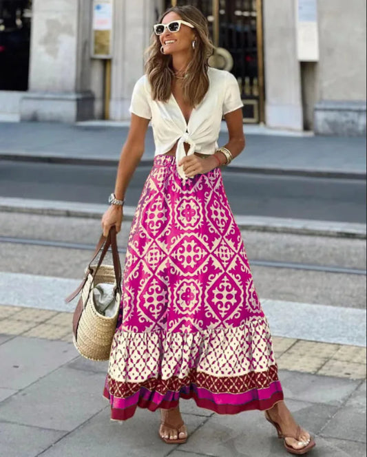 Amara | Boho Maxi Skirt With High Waist