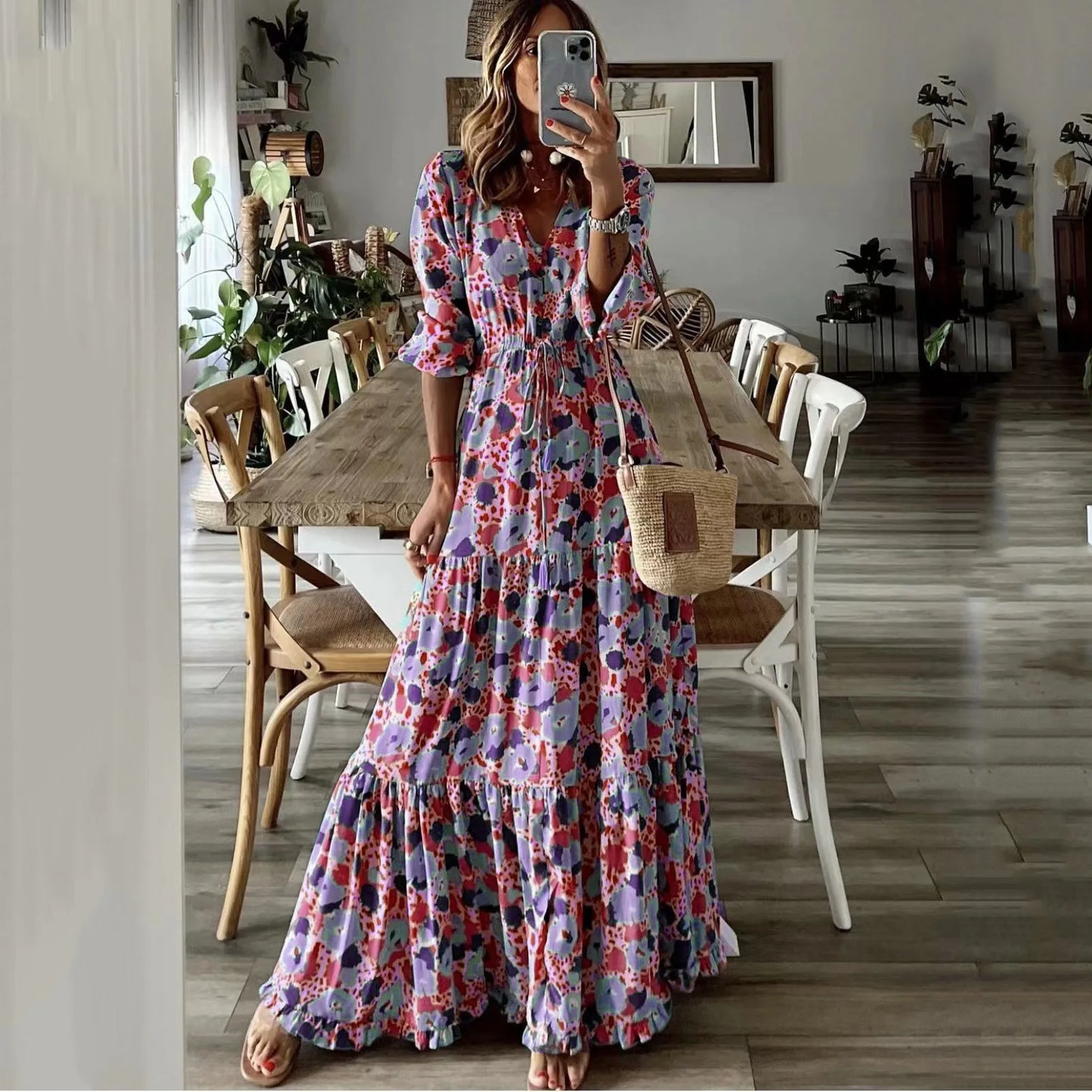 Marisol | Floral Maxi Dress With Drawstring