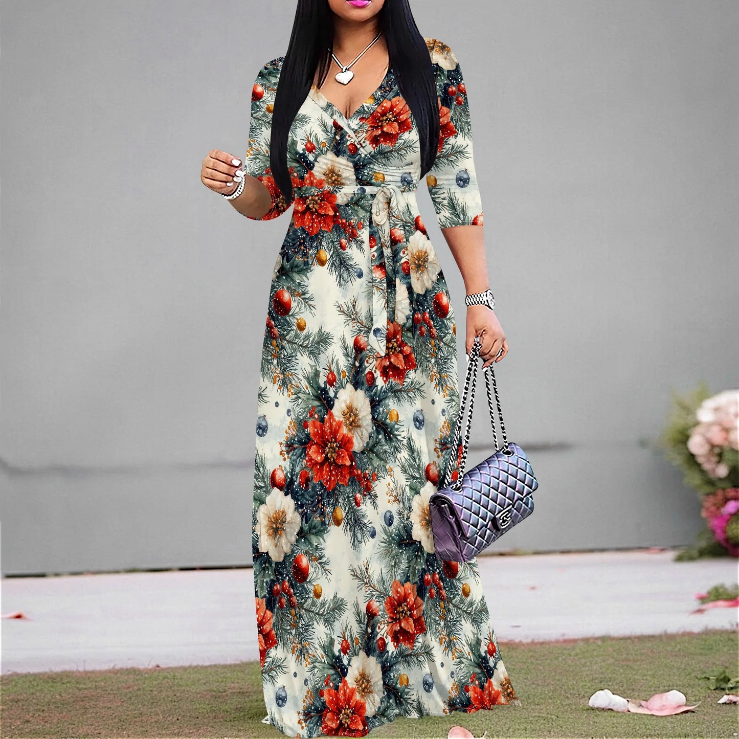 Liora | Elegant Floral Maxi Dress
