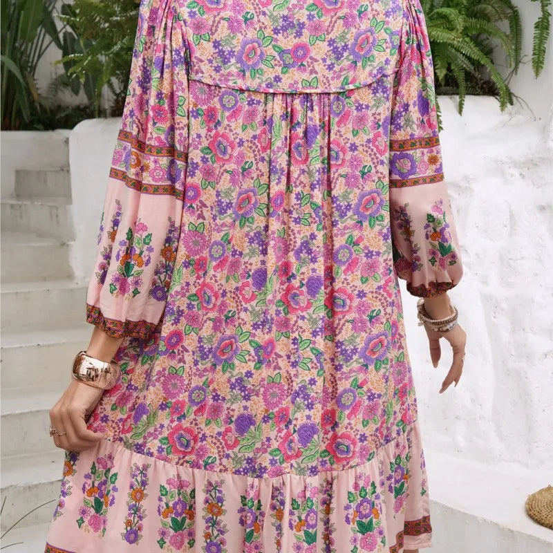 Serena | Boho Mini Dress With Floral Print