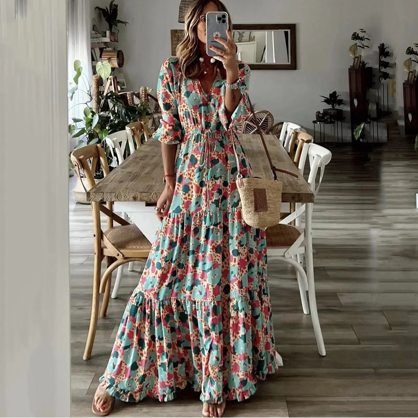 Marisol | Floral Maxi Dress With Drawstring