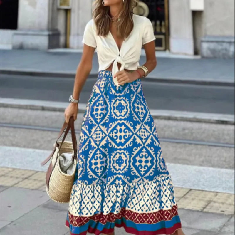 Amara | Boho Maxi Skirt With High Waist