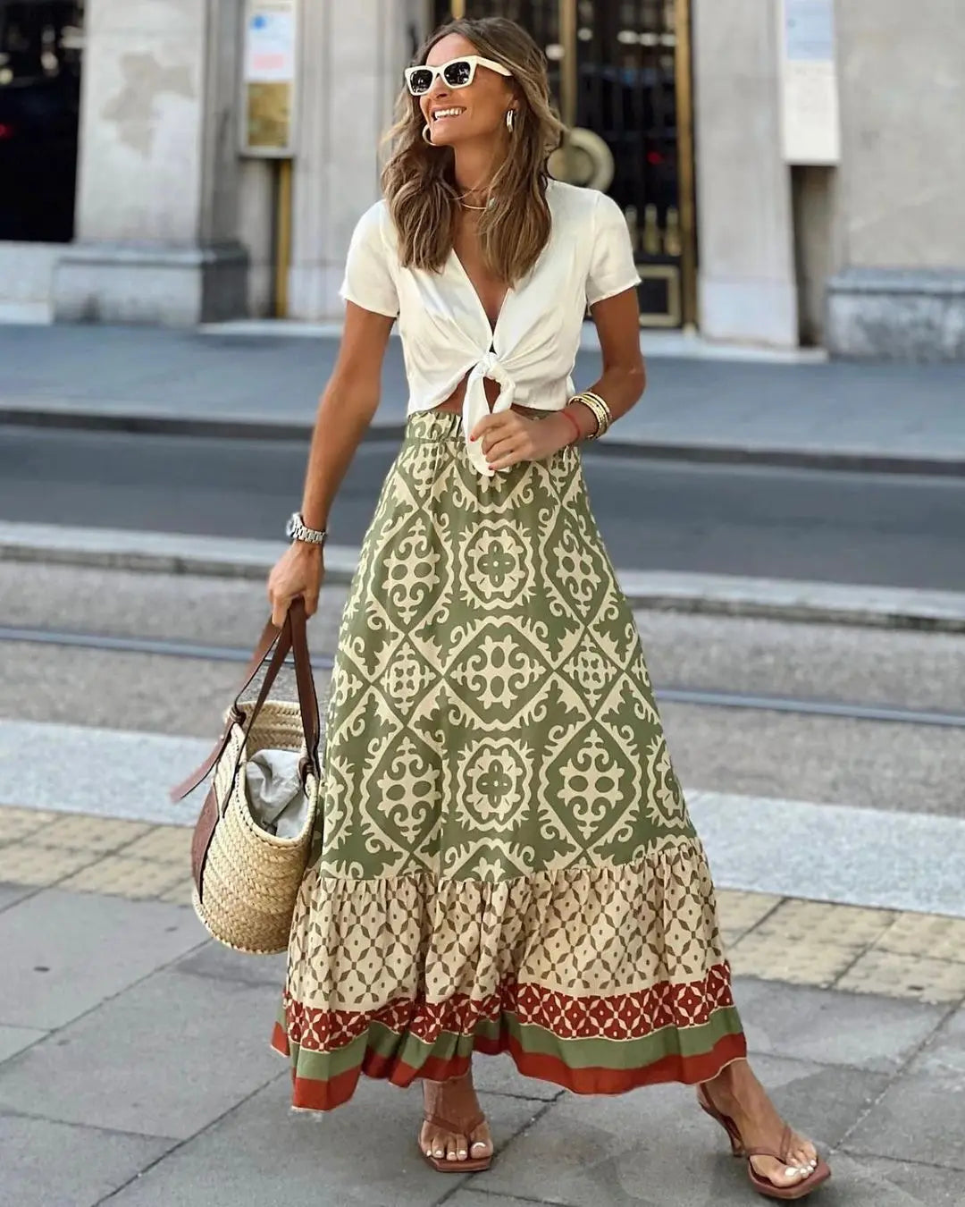 Amara | Boho Maxi Skirt With High Waist