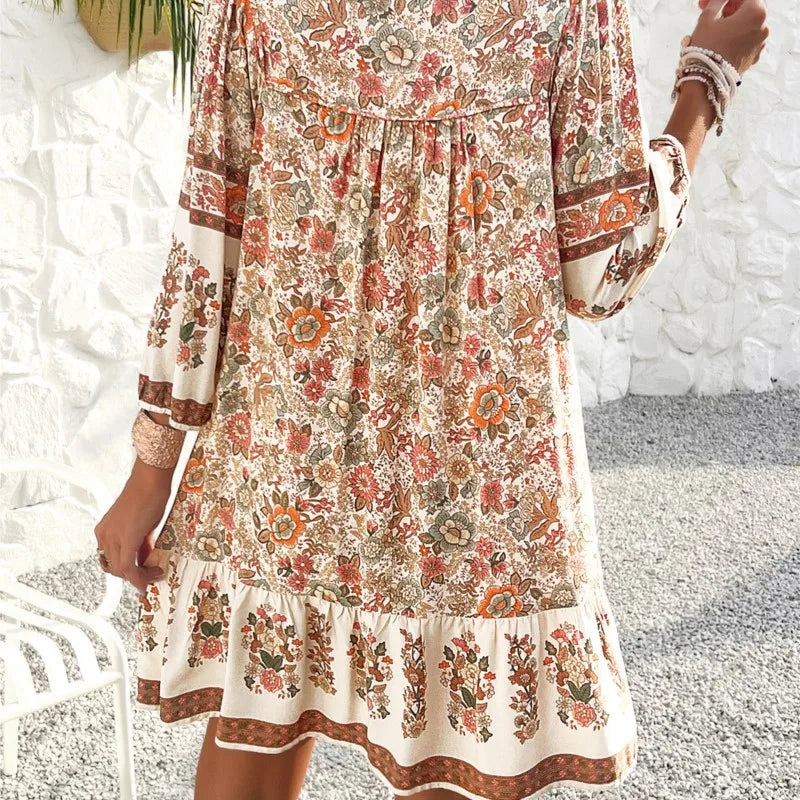 Serena | Boho Mini Dress With Floral Print
